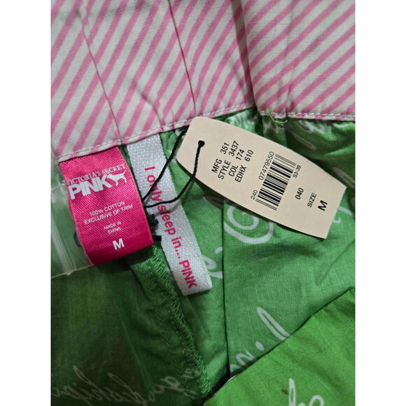 Victorias Secret PINK Green Vintage Pajama Pants Capri Sleepwear Medium NWT - Picture 6 of 6